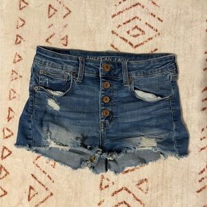 American Eagle Outfitters Blue Jean Shorts Distressed Cut-Off